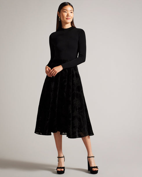 JULYIET-Dresses-Off The Shoulder Long Sleeved Knit Dress- Ted Baker Romania